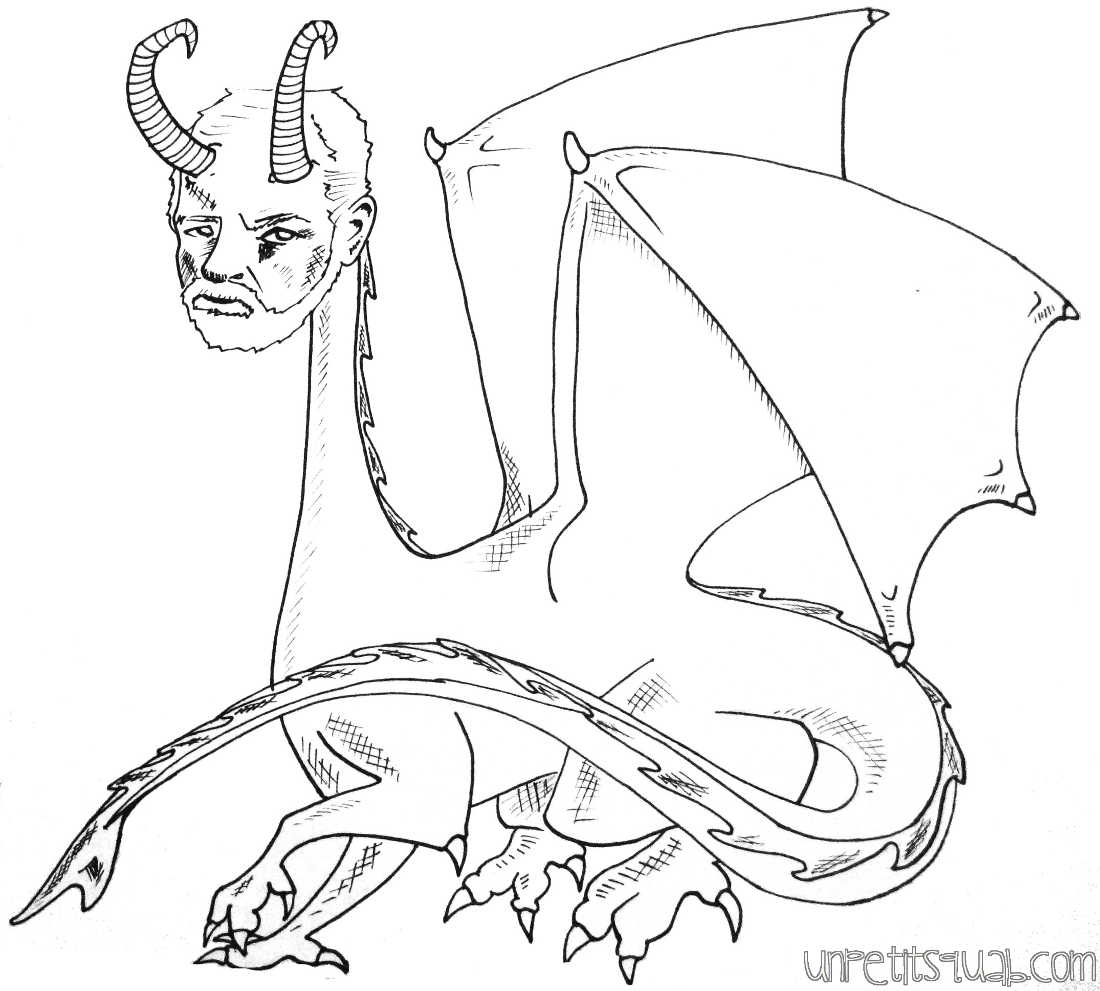 a line drawing of a dragon with the head of sigmund freud