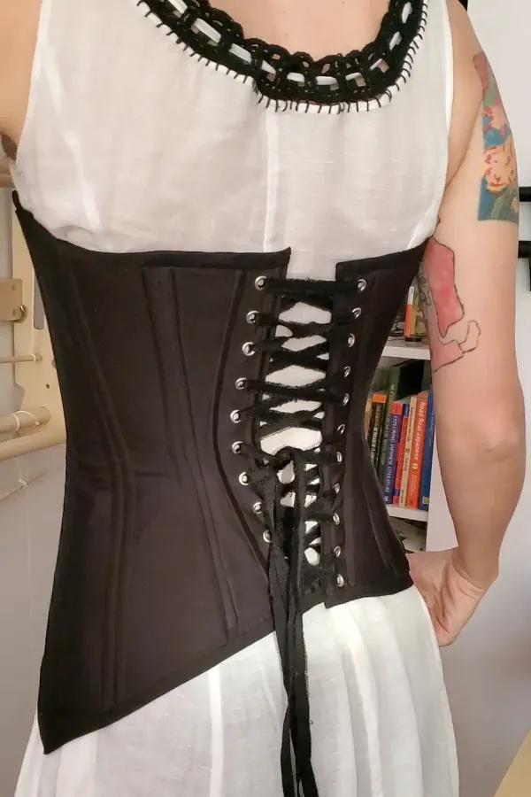 Back view of plunge neck corset