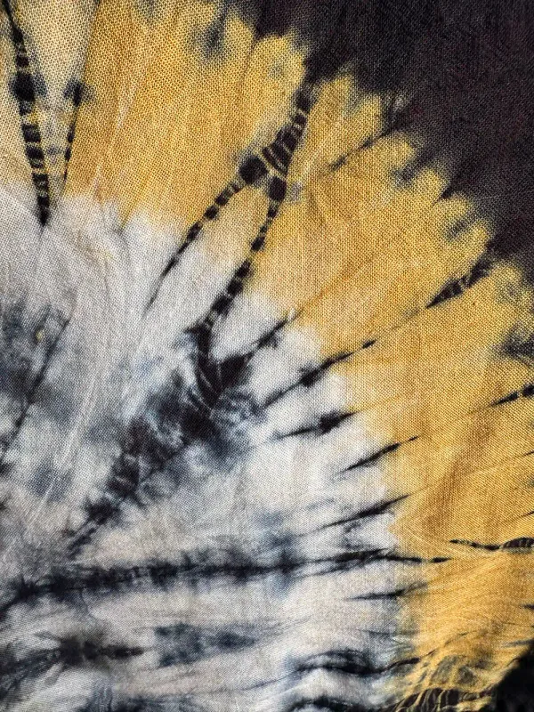 Detail of bottom corners of dress, done with kumo shibor technique