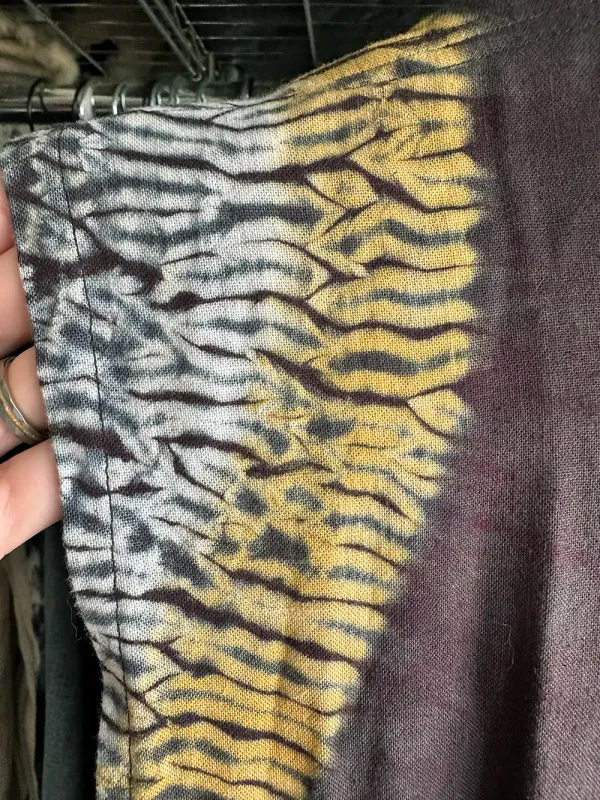 Sleeve detail of dress, done with woodgrain gathering technique
