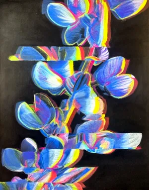 Lupine rendered with chromatic aberration and glitch effect