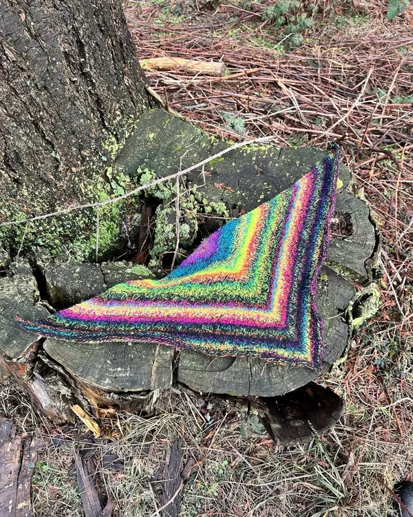 wide view of scarf on stump