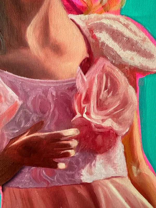 detail of flower on dress